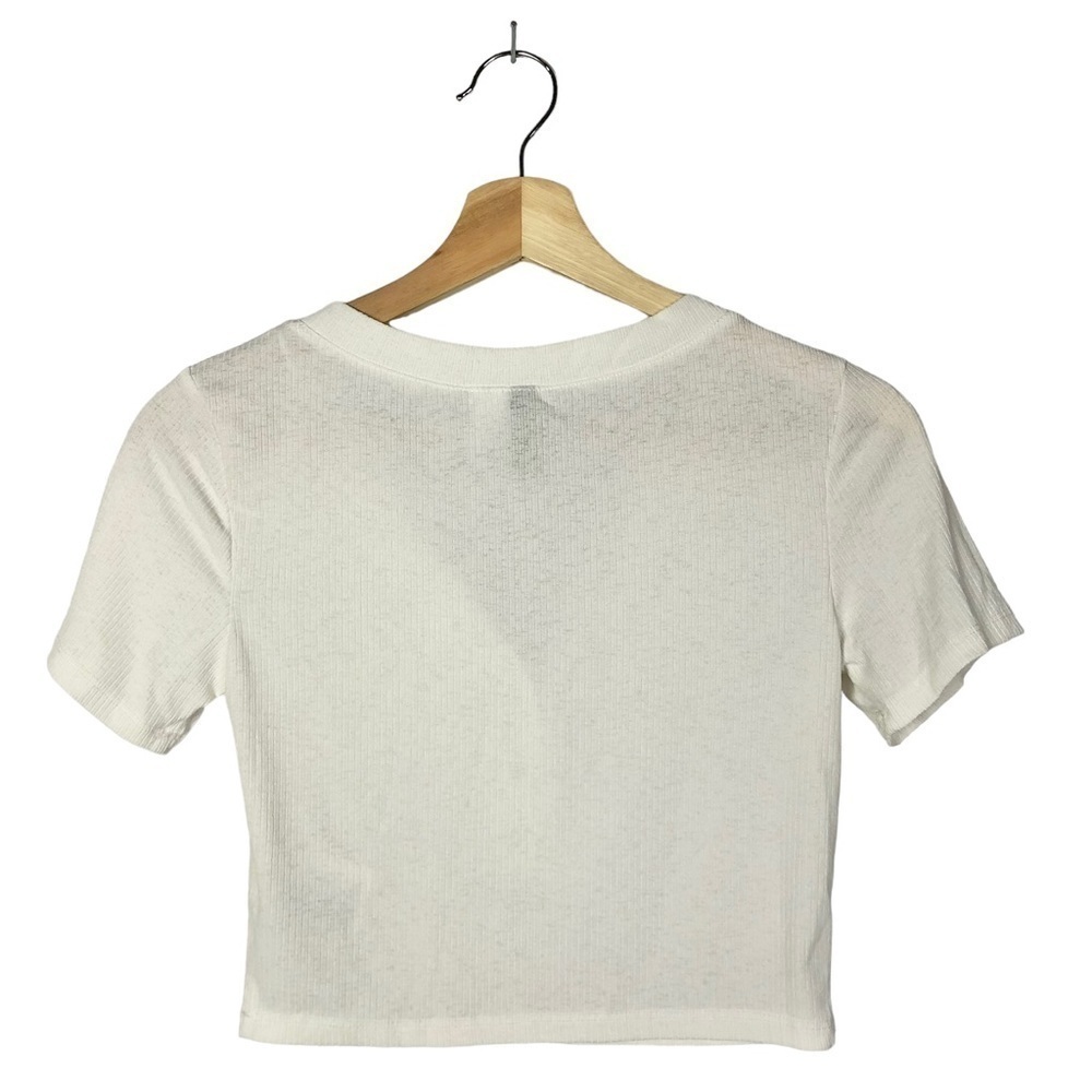 H&M Divided White Cropped‎ Jersey Top S - Picture 2 of 3